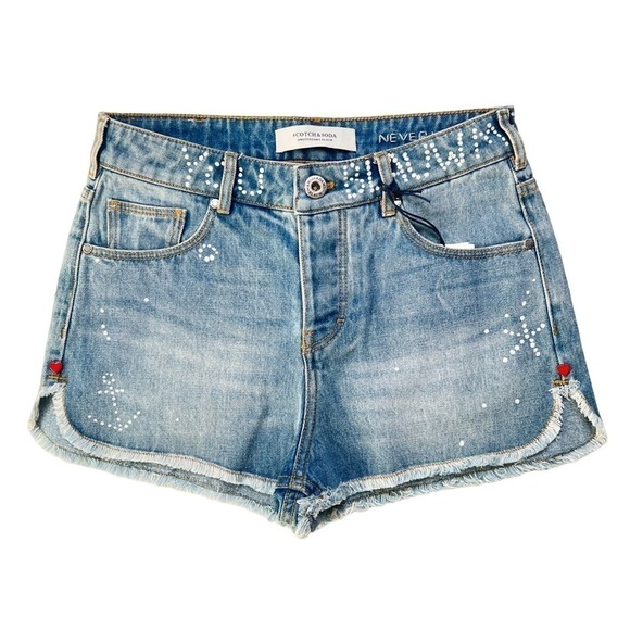 Scotch & Soda You Blow Me Away Ocean Shade Blue Denim Jean Shorts Sz 24 NWT $115 - Picture 3 of 9